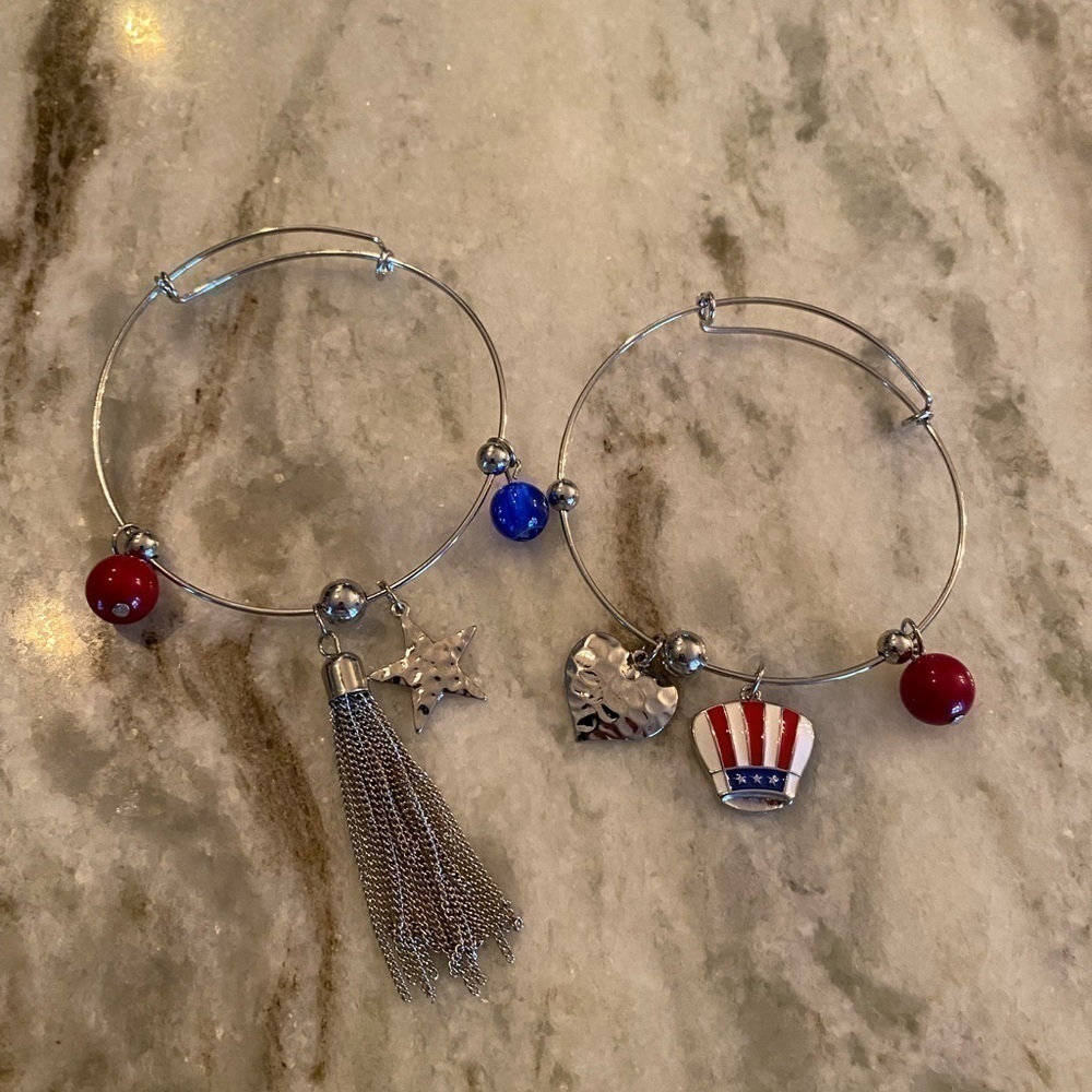 Set of 2 Red, White and Blue Bracelets
